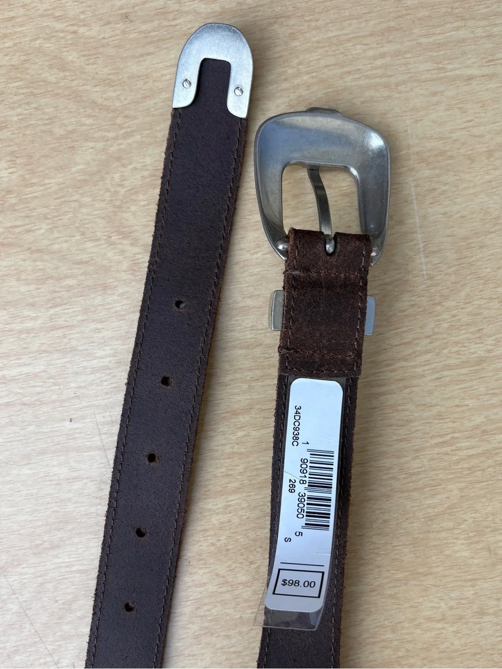 Frye Wm’s Whipstitch Edge Brown Leather Belt NWOT Sz S